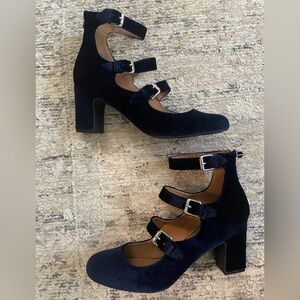 Blue Velvet Strappy Heels